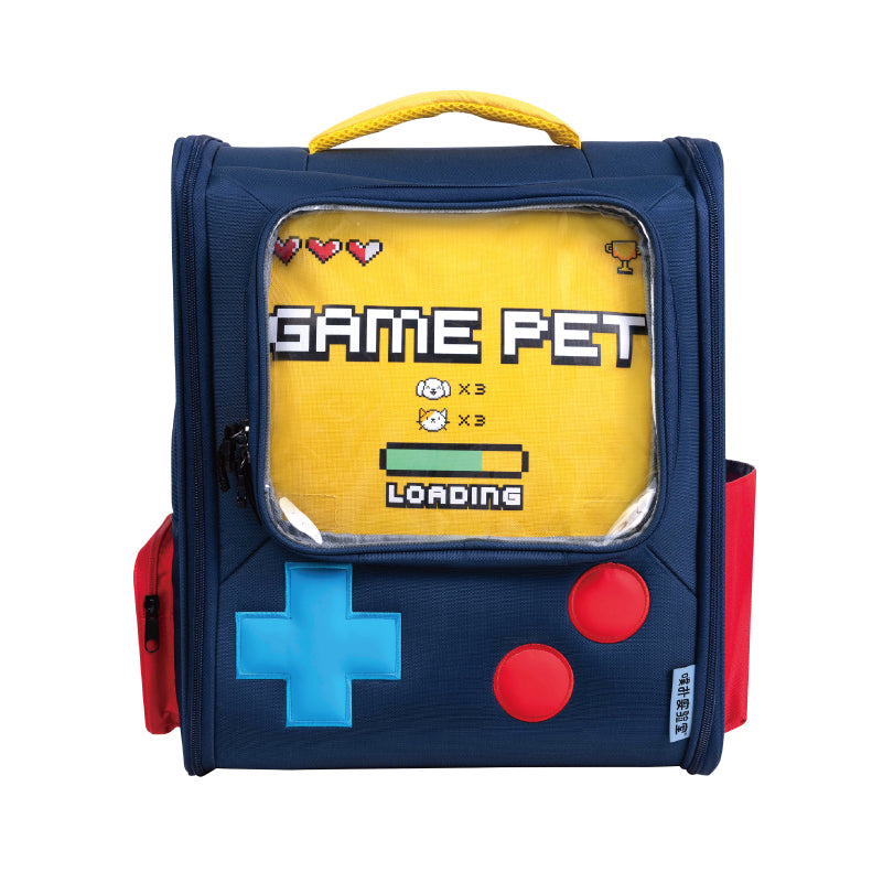 PawsCube-🕹️"Retro Game Console Pet Carrier - Foldable Backpack with Ventilation & Escape-Proof Zippers, TSA-Compliant for Cats/Small Dogs"